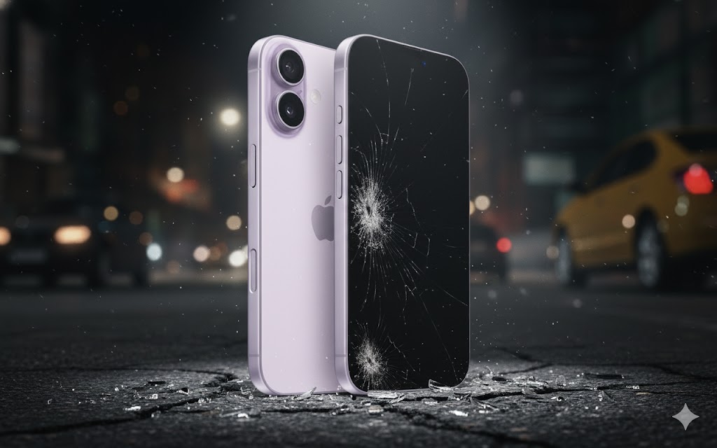 スクリーンに傷があるiPhone 17